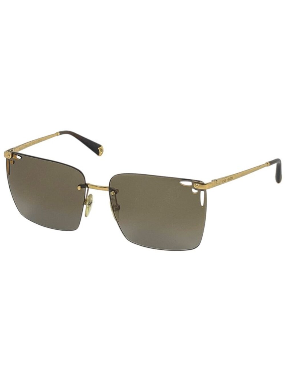 Louis Vuitton Sunglasses Rimless Metal Acetate Gold Brown Eyewear